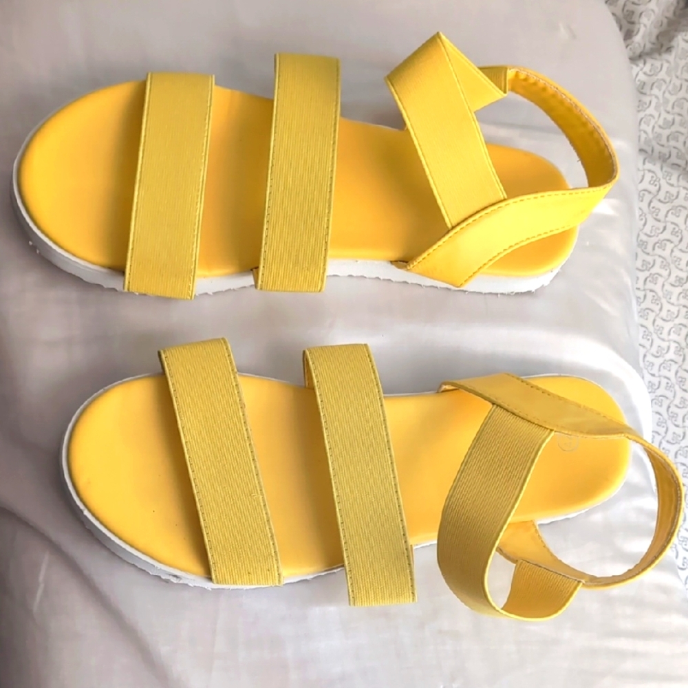 Yellow Strappy Sandals cute size 9 or Euro size 42